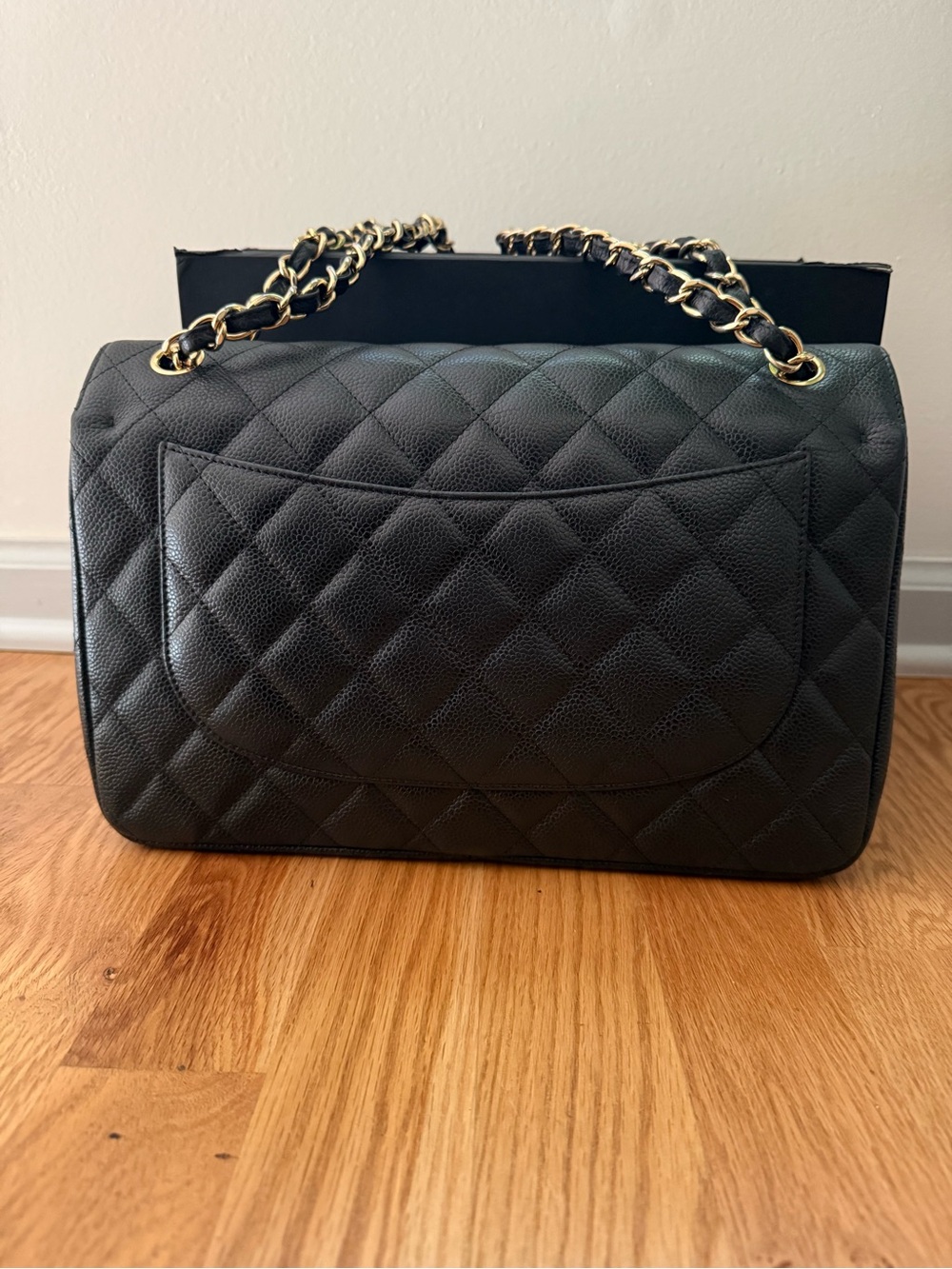 CHANEL Black Caviar Quilted Double Flap Shoulder Bag with Gold Hardware - Picture 2 of 15